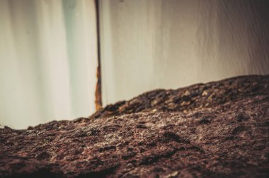 Üç unsur soyutlama. Toprak, su, hava. Geçiş evren. Ters ufuk Retro tarzı