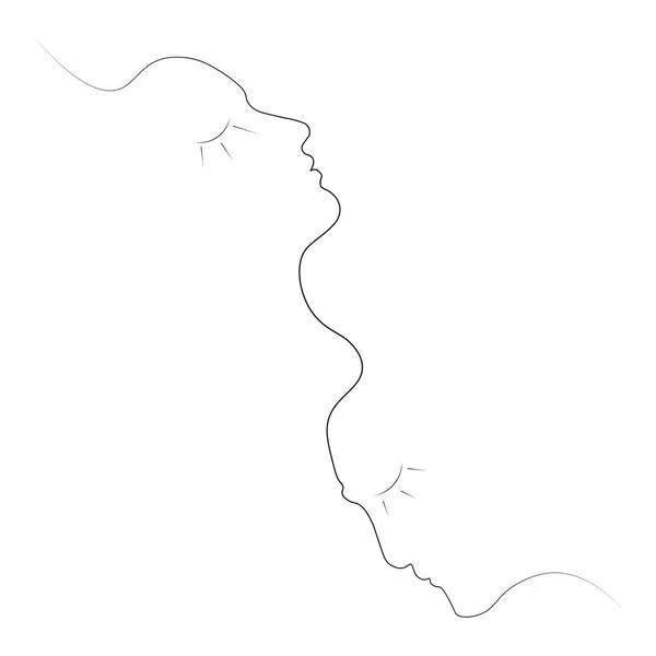 Deux Silhouettes Personnes Dessinées Avec Une Ligne Illustration Vectorielle Simple — Image vectorielle