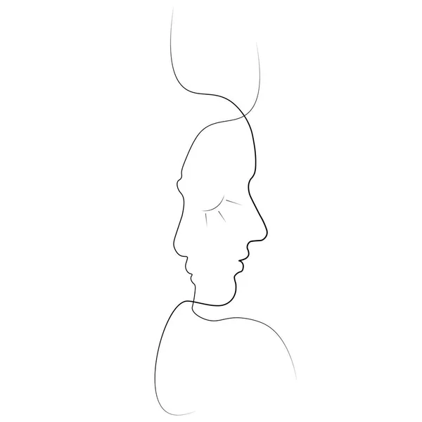 Due Sagome Persone Disegnate Con Una Sola Linea Semplice Illustrazione — Vettoriale Stock