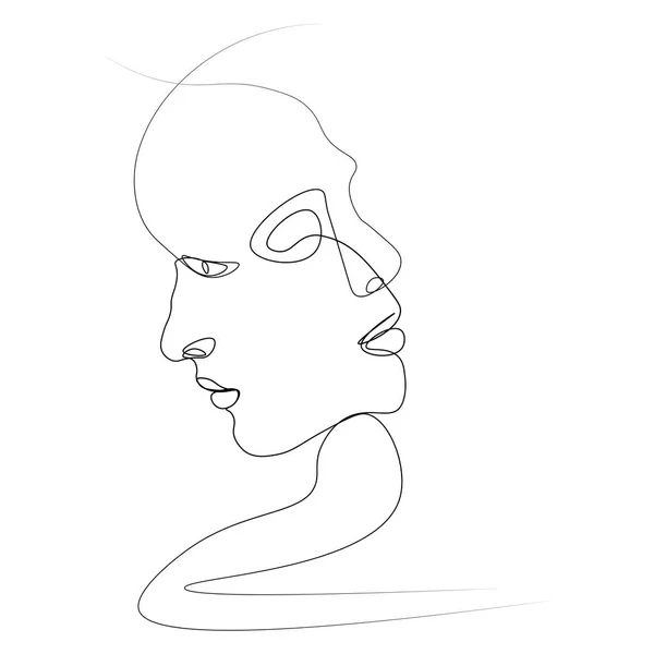 Dos Siluetas Personas Dibujadas Con Una Línea Ilustración Vectorial Simple — Archivo Imágenes Vectoriales