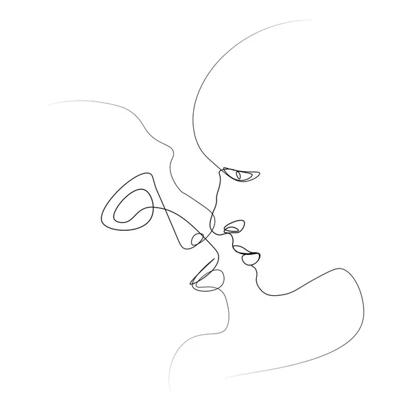 Deux Silhouettes Personnes Dessinées Avec Une Ligne Illustration Vectorielle Simple — Image vectorielle