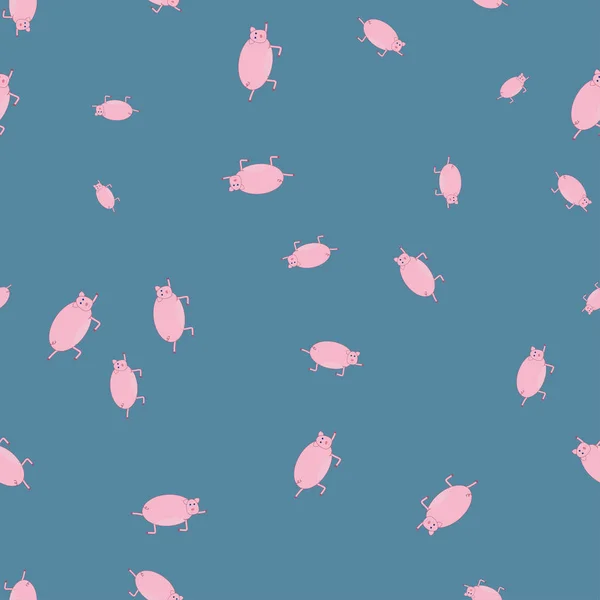 Бесшовный Рисунок Свиньями Смешных Позах Синий Фон — стоковое фото