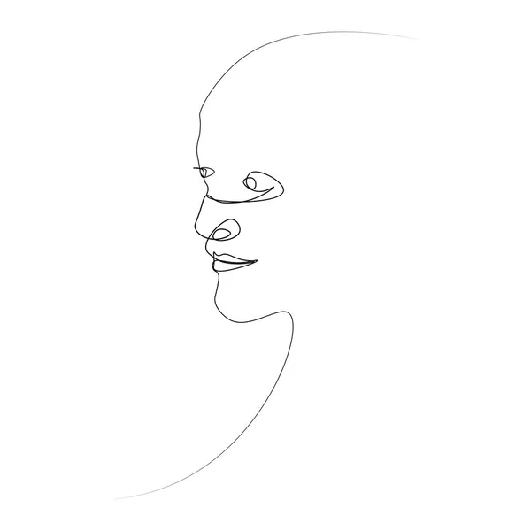 Man One Line Vector Illustration Black Man Face White Background — Stock Vector