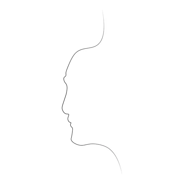 Homme Une Seule Ligne Illustration Vectorielle Visage Homme Noir Sur — Image vectorielle