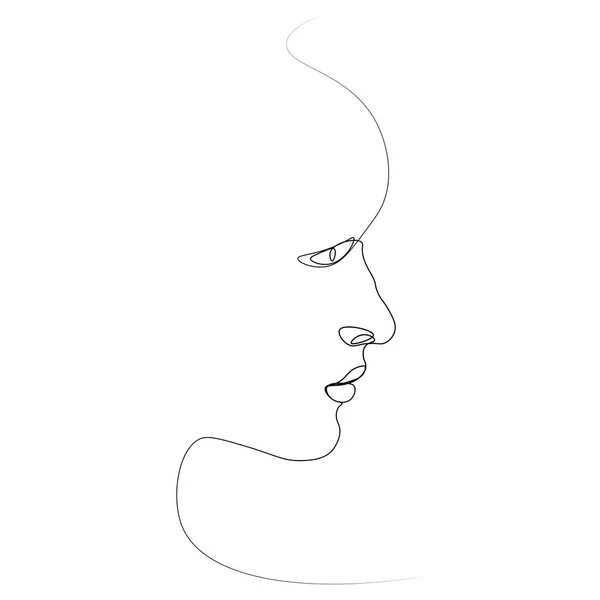 Visage Fille Est Une Seule Ligne Sur Fond Blanc Illustration — Image vectorielle