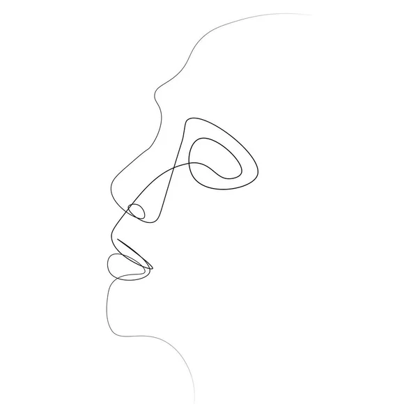 Homme Une Seule Ligne Illustration Vectorielle Visage Homme Noir Sur — Image vectorielle