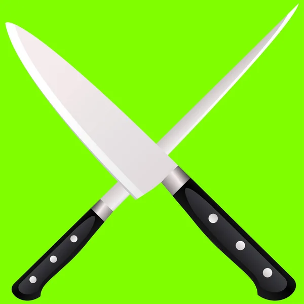 Mutfak Bıçakları Renkli Bir Arka Plan Üzerine Çapraz Vektör Çizim — Stok Vektör