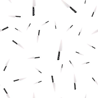 Mutfak bıçakları beyaz zemin üzerine Dikişsiz desen. Vektör çizim 3d tarzı