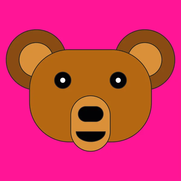 Head of a bear in cartoon flat style. Vector illustration on color background
