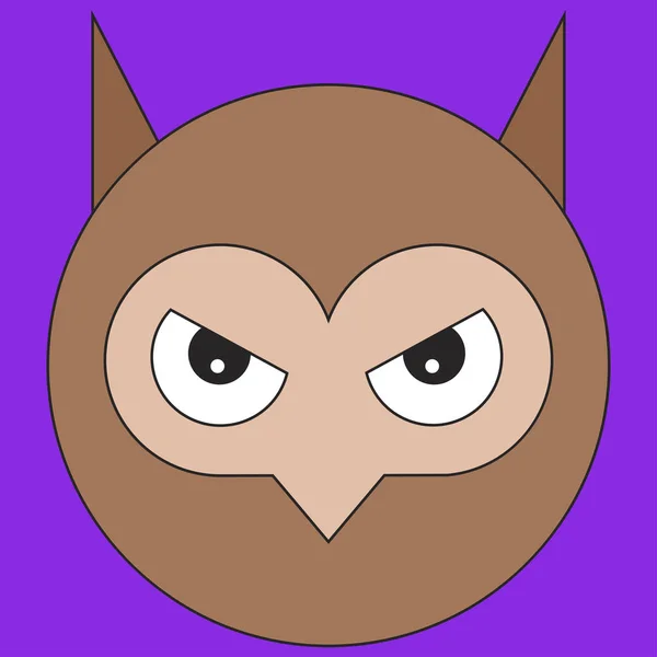 Owl Head Cartoon Flat Style Vector Illustration Color Background — Stock Vector