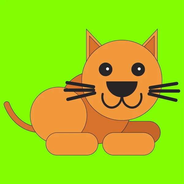 Gato Estilo Plano Dibujos Animados Ilustración Vectorial Sobre Fondo Color — Vector de stock