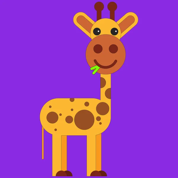 Giraffa Stile Cartone Animato Piatto Illustrazione Vettoriale Sfondo Colori — Vettoriale Stock