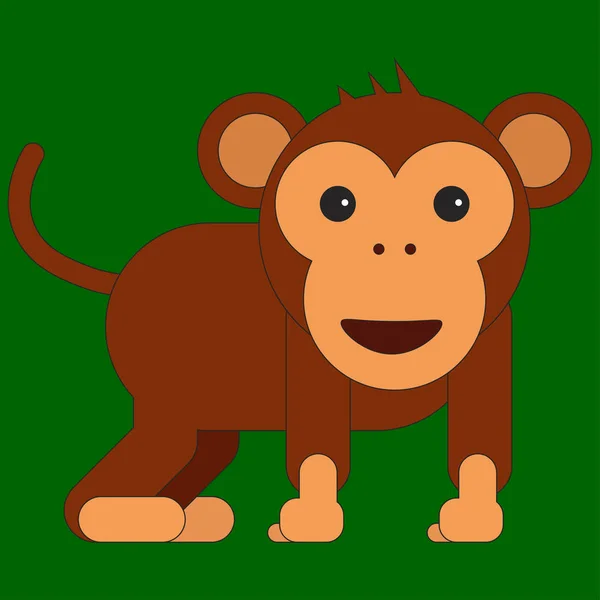 Мавпа Мультиплікаційному Стилі Векторні Ілюстрації Кольоровому Фоні — стоковий вектор