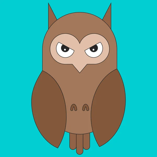 Owl Cartoon Flat Style Vector Illustration Color Background — Stock Vector