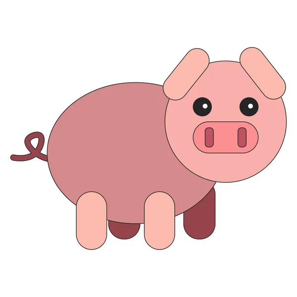 Artoon Schwein Flachen Stil Isoliert Auf Weißem Hintergrund — Stockfoto
