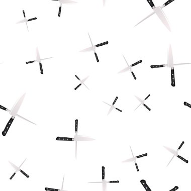 Mutfak bıçakları beyaz zemin üzerine Dikişsiz desen. Vektör çizim 3d tarzı