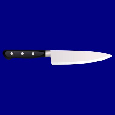 Renkli bir arka plan üzerinde mutfak bıçağı. 3d tarzı resimde