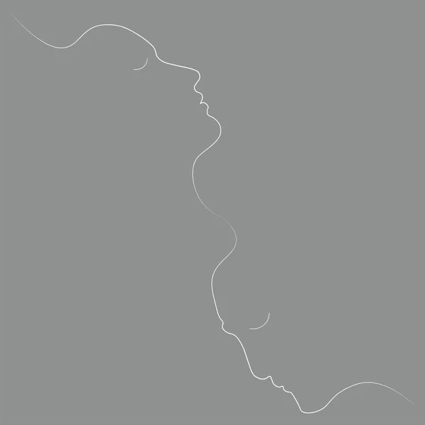Два Человека Силуэты Нарисованы Одной Линией Простая Векторная Иллюстрация Отдельно — стоковый вектор