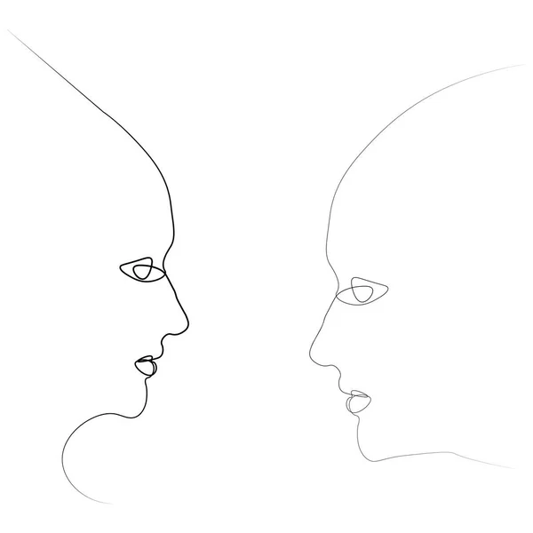 Dos Siluetas Personas Dibujadas Con Una Línea Ilustración Simple Aislado —  Fotos de Stock