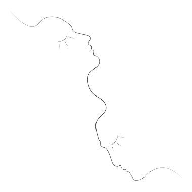 İki siluetleri insanların bir çizgi ile çizilmiş. Basit örnek. Beyaz bir arka plan üzerinde izole.