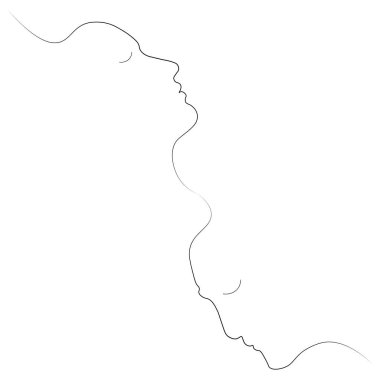 İki siluetleri insanların bir çizgi ile çizilmiş. Basit örnek. Beyaz bir arka plan üzerinde izole.