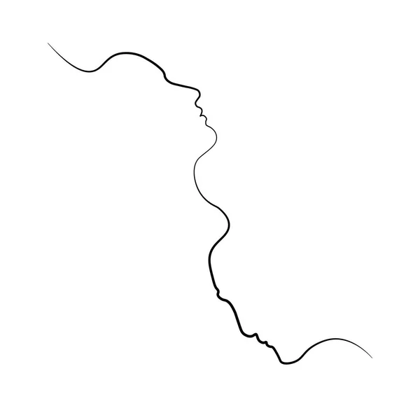 Два Силуети Людей Намальовані Однією Лінією Проста Ілюстрація Ізольовані Білому — стокове фото