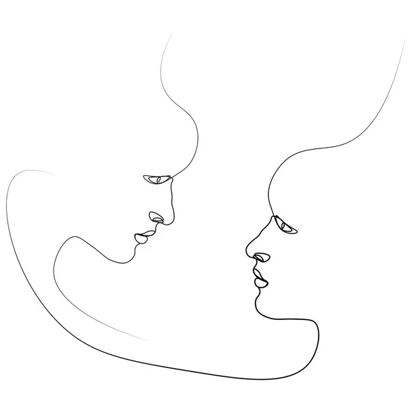 Deux Silhouettes Personnes Dessinées Avec Une Ligne Une Illustration Simple — Photo