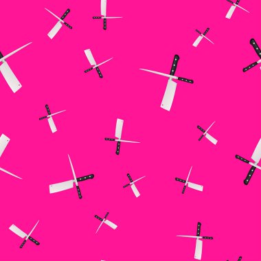 Mutfak bıçakları renkli bir arka plan üzerinde seamless modeli. Vektör çizim 3d tarzı