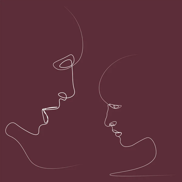 Deux Silhouettes Personnes Dessinées Avec Une Ligne Illustration Vectorielle Simple — Image vectorielle