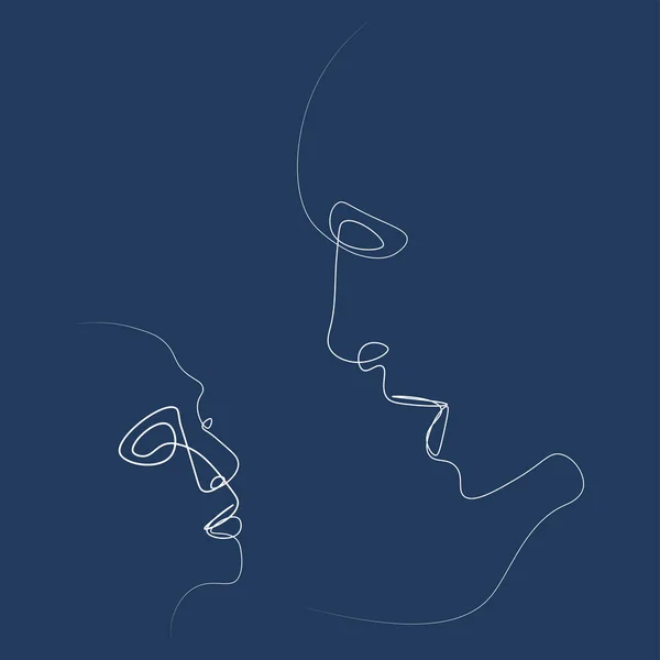 Deux Silhouettes Personnes Dessinées Avec Une Ligne Illustration Vectorielle Simple — Image vectorielle
