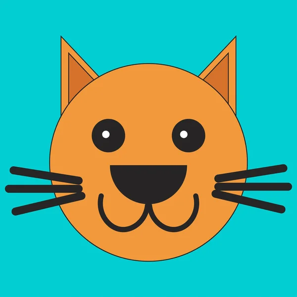 Head of a cat in cartoon flat style.  illustration on color background