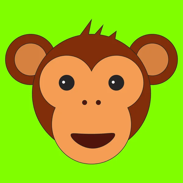 Monkey Head Cartoon Flat Style Illustration Color Background — Stock Photo, Image