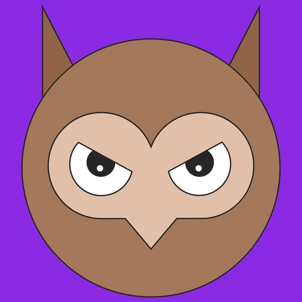 Owl Head Cartoon Flat Style Illustration Color Background — Stock Photo, Image