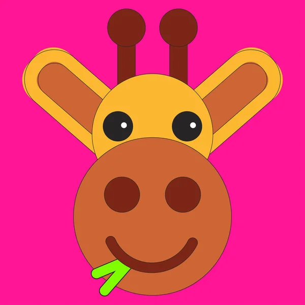 Head of a giraffe in cartoon flat style.  illustration on color background