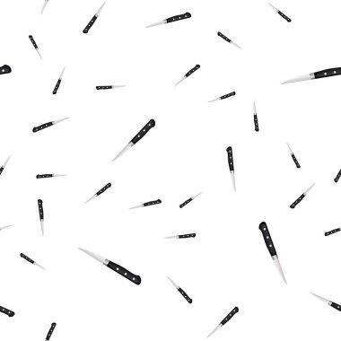 Mutfak bıçakları beyaz zemin üzerine Dikişsiz desen. 3d tarzı resimde