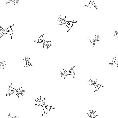 Kids seamless pattern in doodle style. Vector illustration on white background.