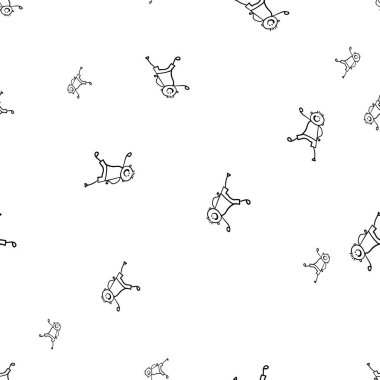 Kids seamless pattern in doodle style. Vector illustration on white background.