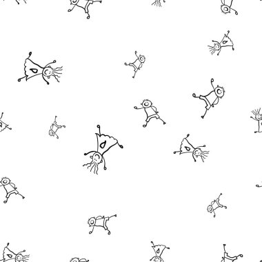 Kids seamless pattern in doodle style. Vector illustration on white background.