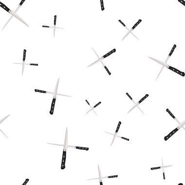 Mutfak bıçakları beyaz zemin üzerine Dikişsiz desen. 3d tarzı resimde