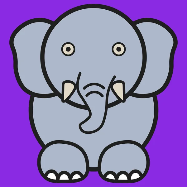 Elefante Estilo Dibujos Animados Sobre Fondo Color Ilustración Vectorial — Vector de stock