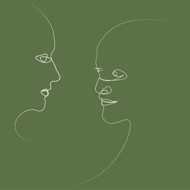 İki kişi siluetleri ile bir çizgi çizilir. Basit örnek. Renkli bir arka plan üzerinde ayrı.