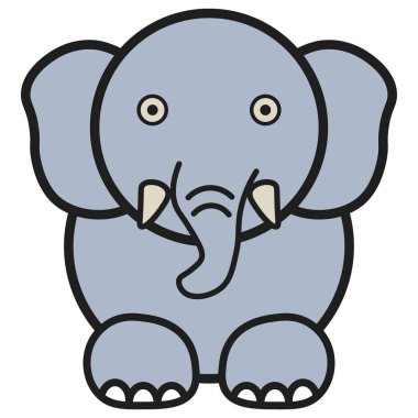 Fil çizgi film tarzı. Beyaz arka plan üzerinde illüstrasyon