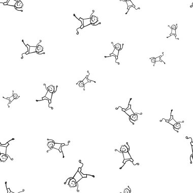 Çocuklar seamless modeli doodle tarzı. resimde beyaz arka plan üzerinde.