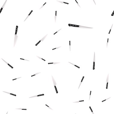 Mutfak bıçakları beyaz zemin üzerine Dikişsiz desen. 3d tarzı resimde