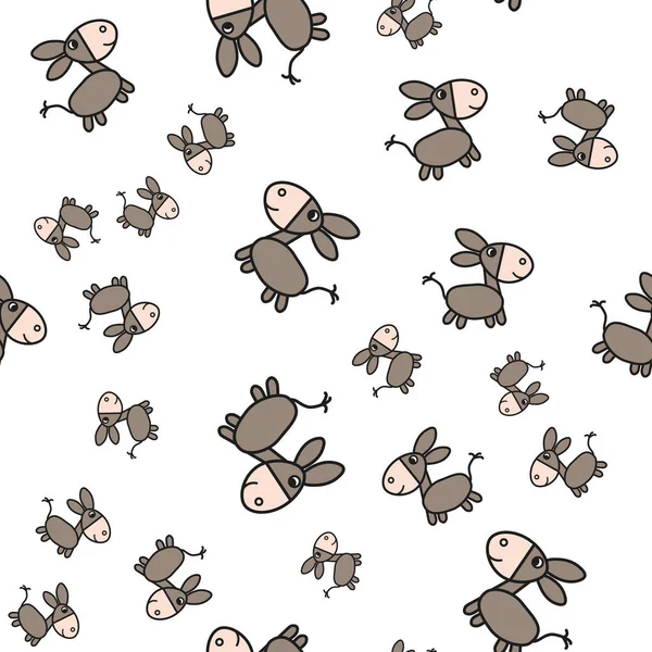 Esel Nahtlose Muster Cartoon Stil Auf Weißem Hintergrund Vektor Illustration — Stockvektor