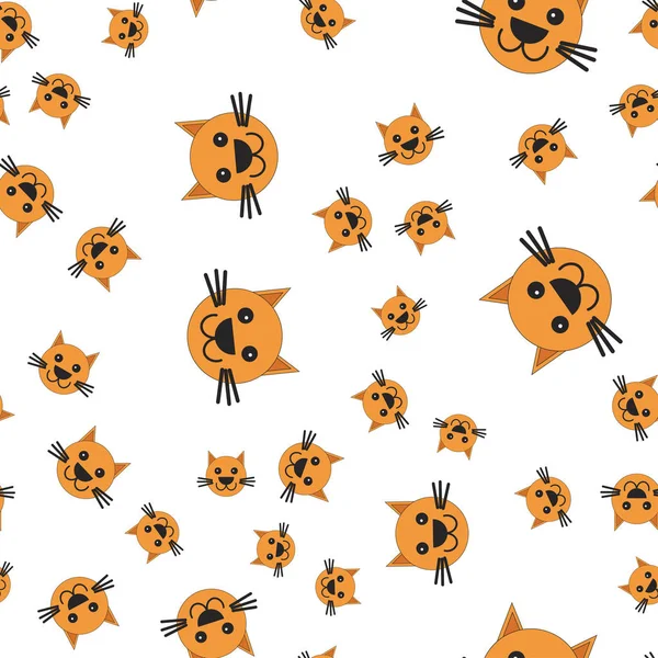 Nahtloses Muster Des Katzenkopfes Vektorillustration Cartoon Stil — Stockvektor