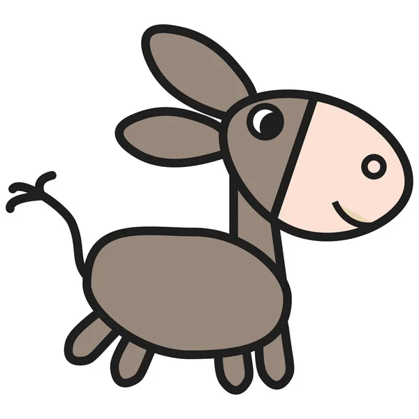 Donkey in cartoon style. On white background,  illustration