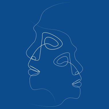 İki kişi siluetleri ile bir çizgi çizilir. Basit örnek. Renkli bir arka plan üzerinde ayrı.