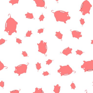 Dikişsiz desen ve piggy bankalar. resimde beyaz arka plan üzerinde.