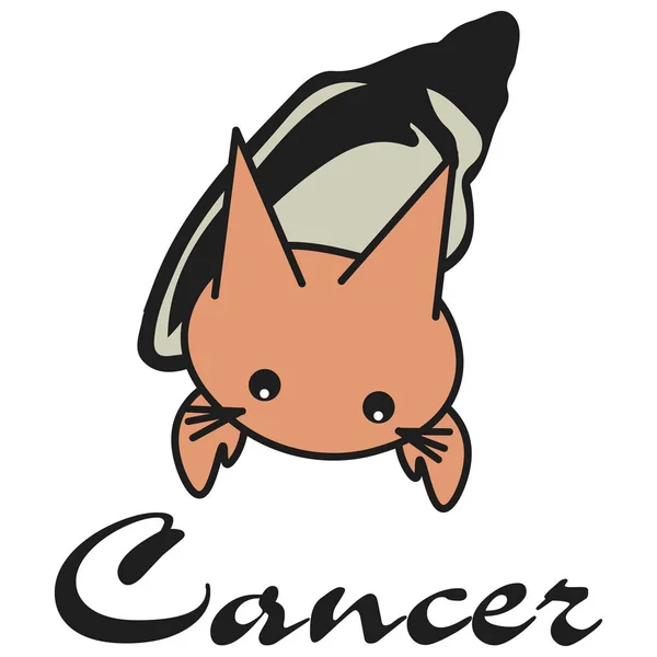 Bunny Zodiac Sign Cancer Cartoon Style Векторная Иллюстрация Белом Фоне — стоковый вектор